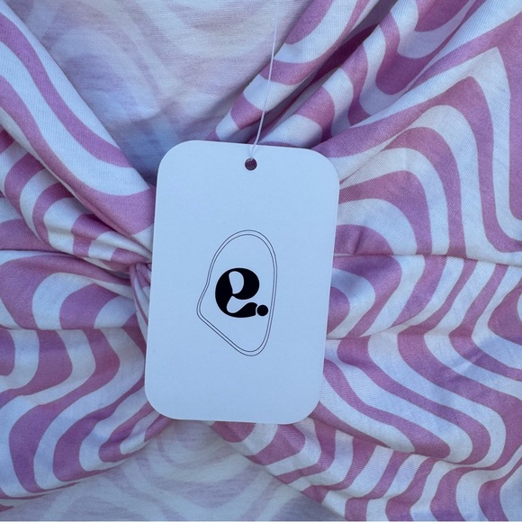 Elodie Abstract Warped Print Long Sleeve Crop Top Pink / White Women Size XL - Picture 10 of 13